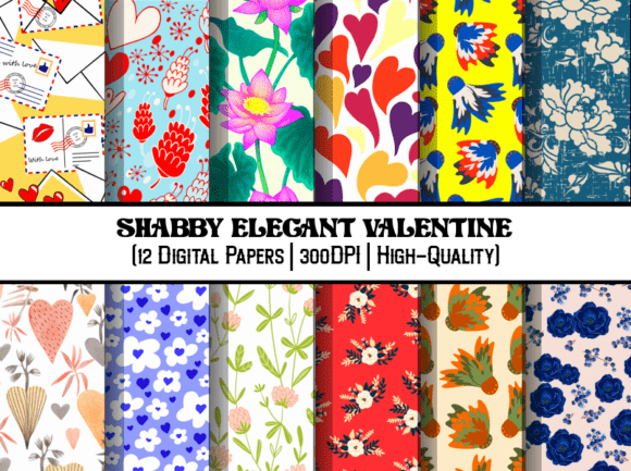 Download Shabby Elegant Valentine Digital Papers - Digital papers Collection