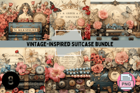 Download Vintage-inspired Suitcases Bundle - Vintage Collection