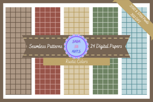 Download Seamless Rustic Colored Grid Pattern - Rustic Collection