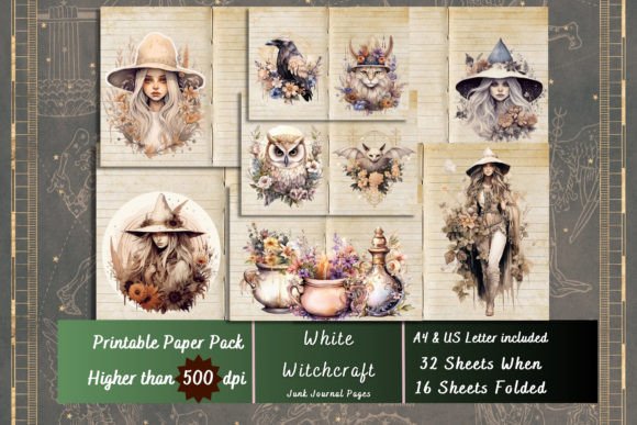 Download White Witch Boho Witchy Digital Papers - Digital papers Collection