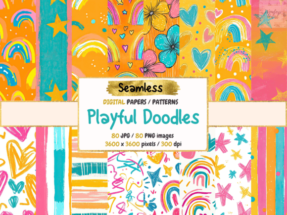 Download Playful Doodles Seamless Digital Papers - Digital papers Collection