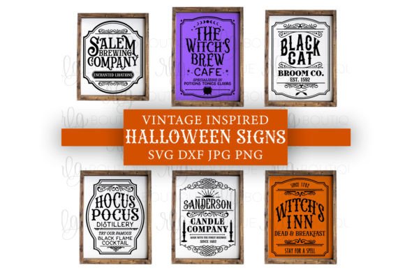 Download Vintage Inspired Halloween Sign Bundle - Vintage Collection