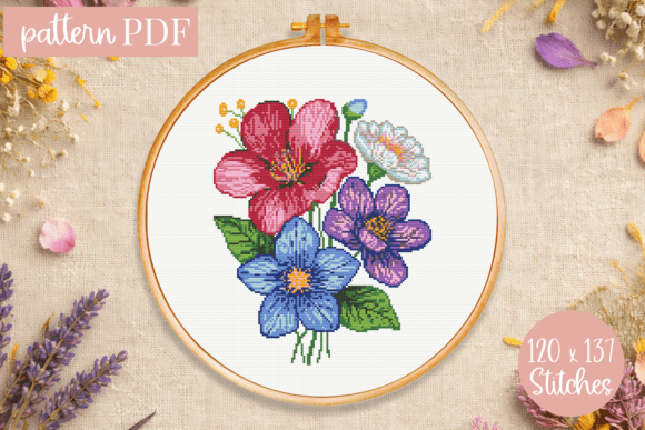 Download Spring Flowers Cross Stitch Pattern PDF - Premium Bundle