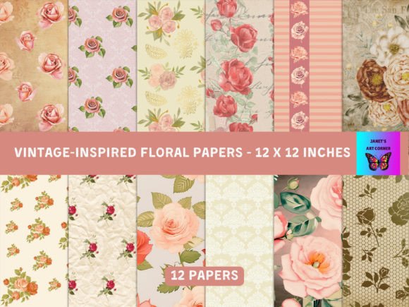Download Vintage-Inspired Floral Digital Papers - Vintage Collection