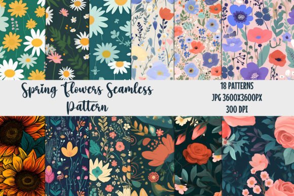 Download Spring Flowers Seamless Patterns 1 - Premium Bundle