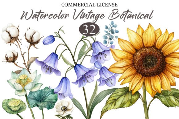 Download Watercolor Vintage Botanical Clipart - Vintage Collection