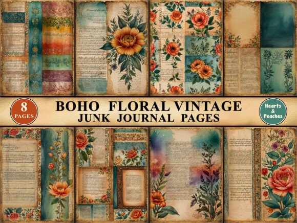 Download Boho Floral Vintage Junk Journal Pages - Vintage Collection