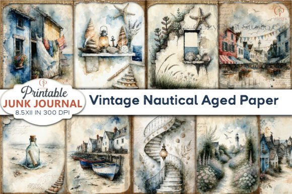 Download Vintage Nautical Aged Paper Junk Journal - Vintage Collection