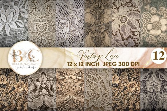 Download Vintage Antique Lace Digital Papers - Vintage Collection