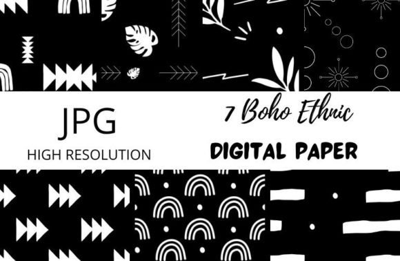 Download Black and White Boho Digital Papers - Digital papers Collection