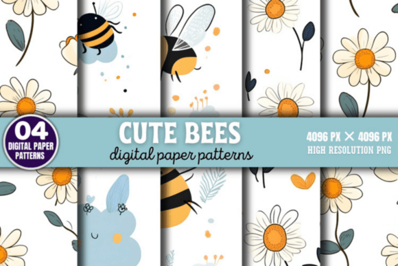 Download Cute Bees Digital Papers Patterns - Digital papers Collection