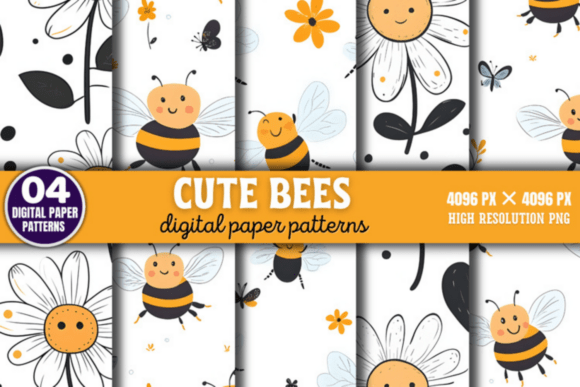 Download Cute Bees Digital Papers Patterns - Digital papers Collection